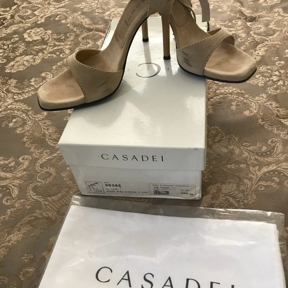 Casadei Beige Suede Sandals - Picture 5 of 8